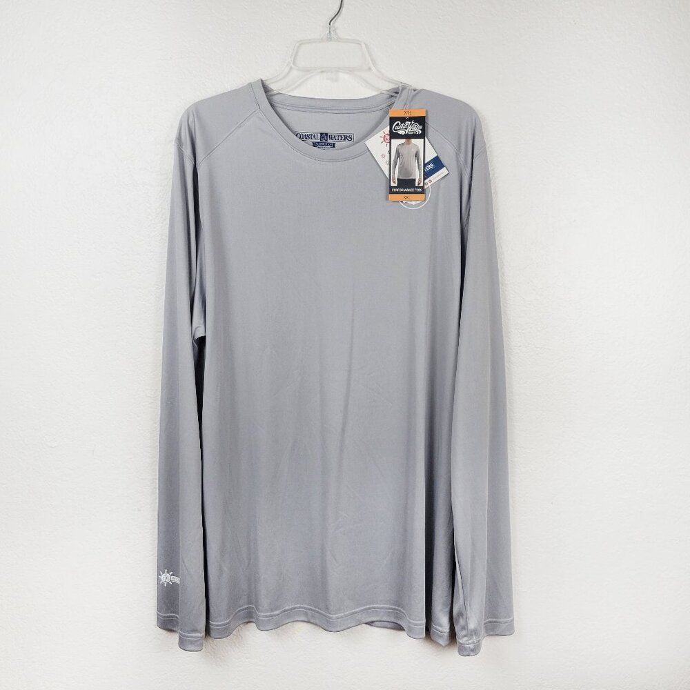 Coastal Waters Supply Co. Men's UPF 40+ Sun Protection Shirt XXL Gray Silver